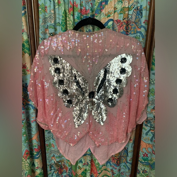 Vintage silk and sequins butterfly top - Picture 9 of 10